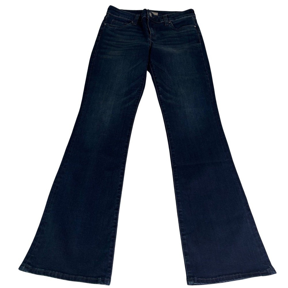 KUT from the Kloth Natalie Flare Jeans Dark Wash Mid Rise Size 6